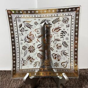 Georges Briard Signed MCM Glass Plate Tray Trinket 7.5”